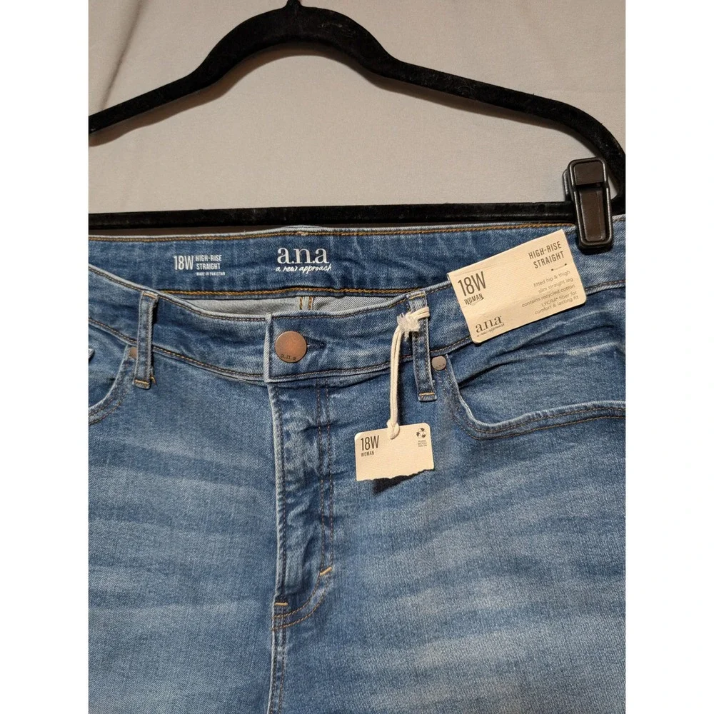 A New Approach A.N.A Women's Medium‎ Wash High Rise Straight Jeans New Size 18W